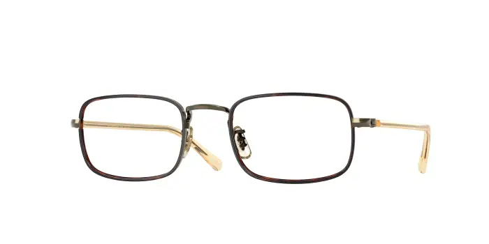 Unisex Oliver Peoples OV1366T BRYMER 5284 Montature da vista Titanio Oro Trasparente Squadrata Normale
