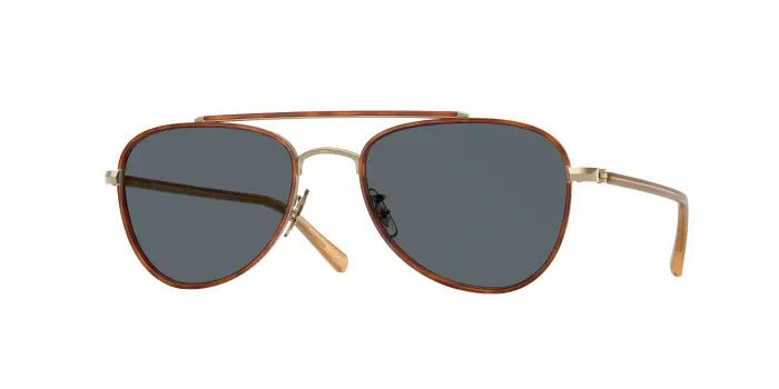 Unisex Oliver Peoples OV1372ST SACOYE 5035R5 Occhiali da sole Titanio Oro Blu Pilot Normale