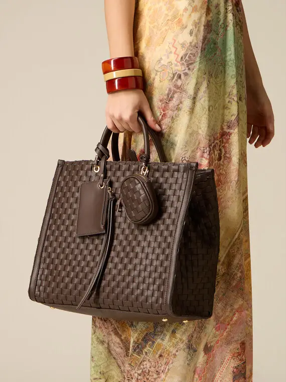 Bauletto intrecciato con pochette Donna
