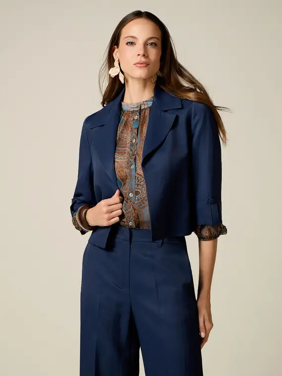 Oltre Blazer cropped misto lino Donna