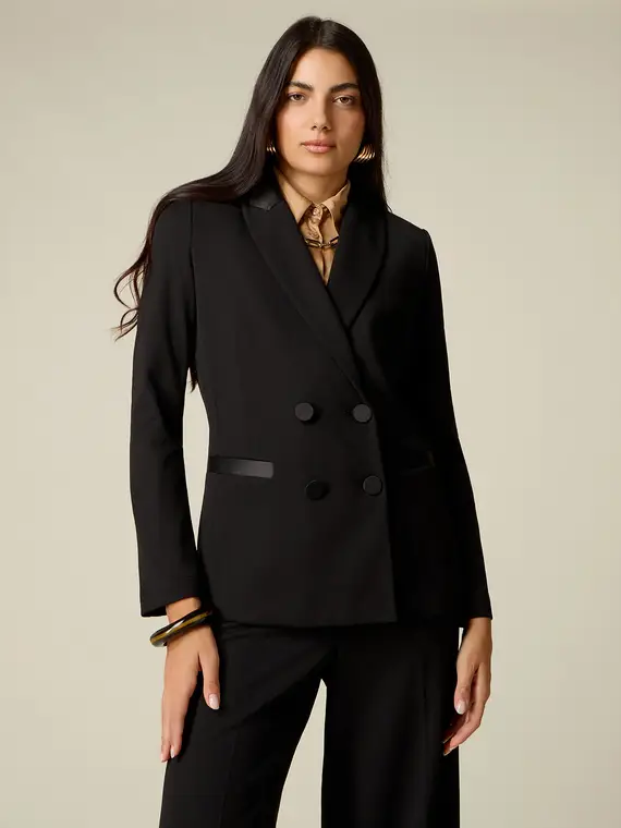 Oltre Blazer doppiopetto con bottoni foderati Donna, Nero