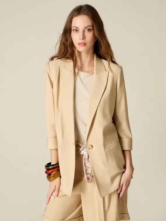Blazer misto viscosa maniche tre quarti Donna