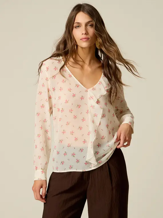 Oltre Blusa fantasia con volant Donna