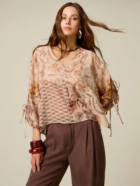 Oltre Blusa fantasia misto lyocell Donna