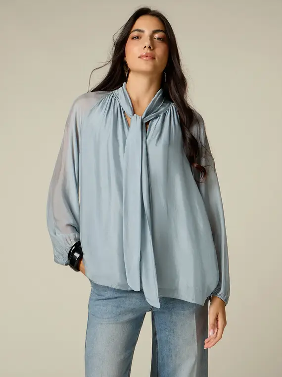 Oltre Blusa in voile misto seta con fiocco Donna