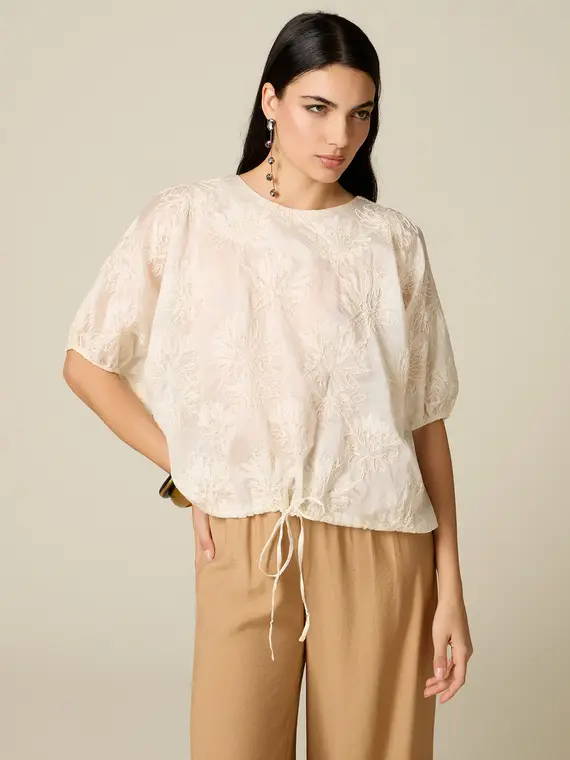 Oltre Blusa misto lyocell con ricamo Donna