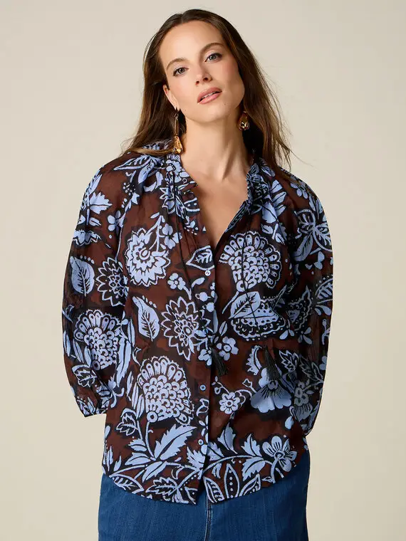 Oltre Camicia in cotone fantasia Donna