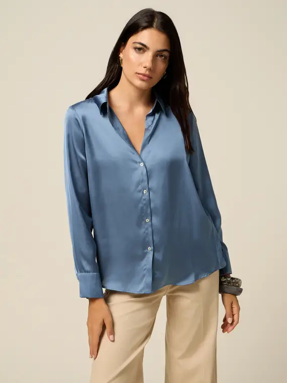 Oltre Camicia in raso Donna, Azzurro