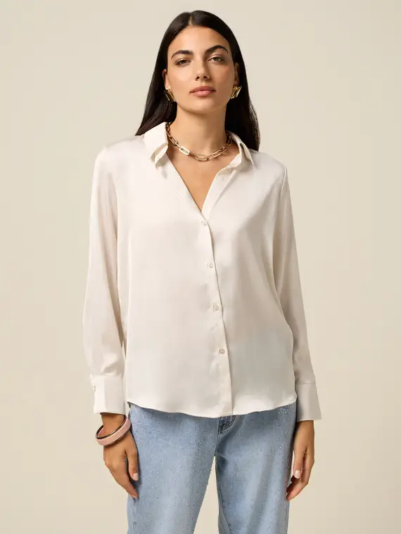 Oltre Camicia in raso Donna, Bianco