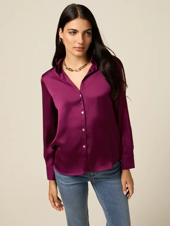 Oltre Camicia in raso Donna, Bordeaux
