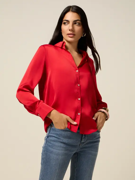 Oltre Camicia in raso Donna, Rosso