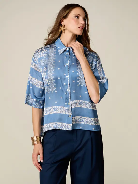 Oltre Camicia in raso fantasia Donna