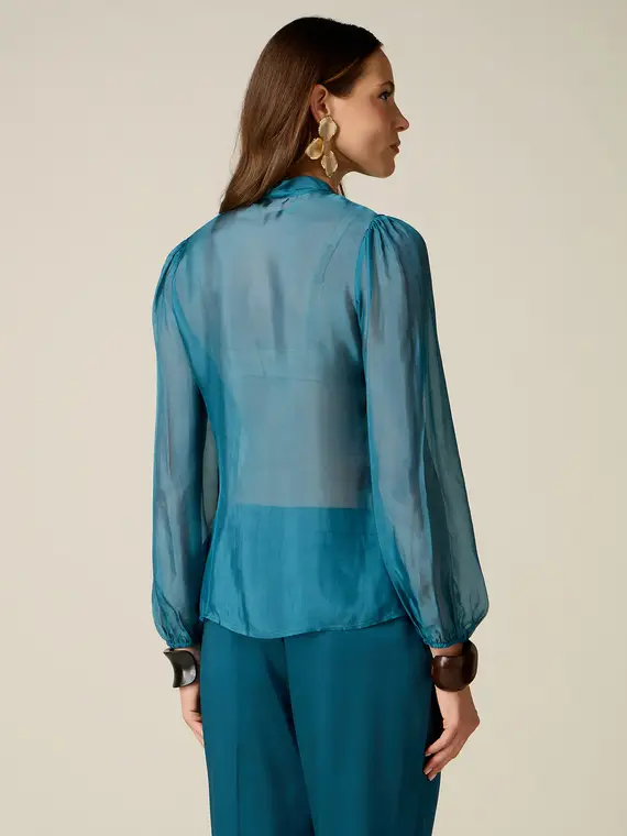 Oltre Camicia in voile misto seta con fiocco Donna