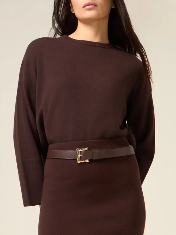 Oltre Cintura con fibbia dorata Donna, Marrone