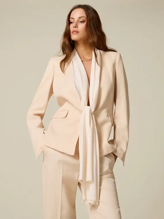 Oltre Giacca con inserto in georgette Donna, Beige
