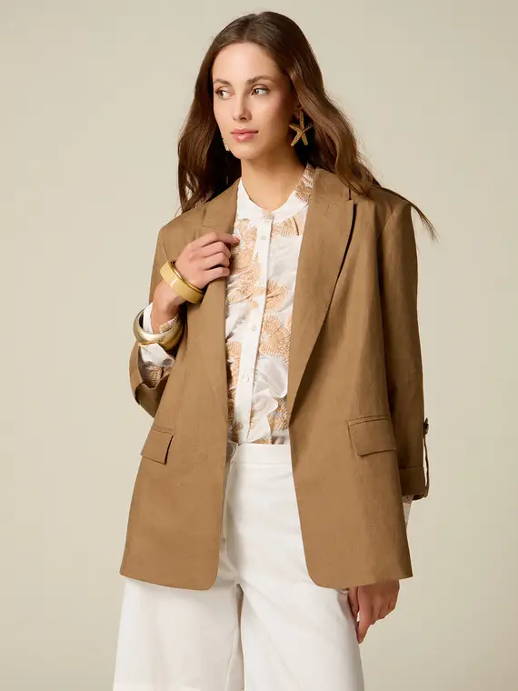Oltre Giacca destrutturata in lino Donna, Beige