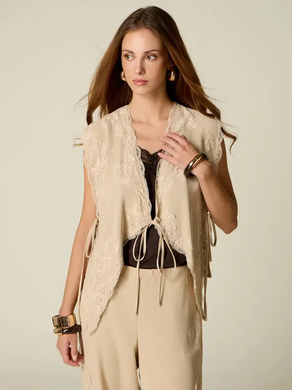 Oltre Gilet asimmetrico in pizzo Donna, +