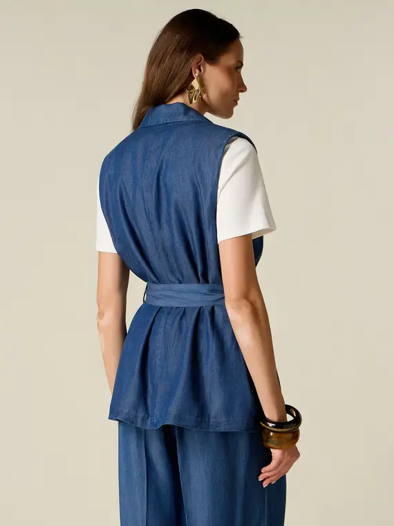 Oltre Gilet in tencel effetto denim Donna