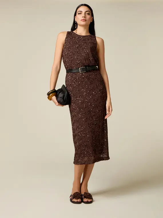 Oltre Gonna tubino in tulle con paillettes Donna