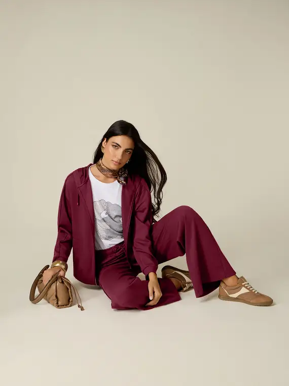 Oltre Joggers a palazzo con piping Donna, Bordeaux