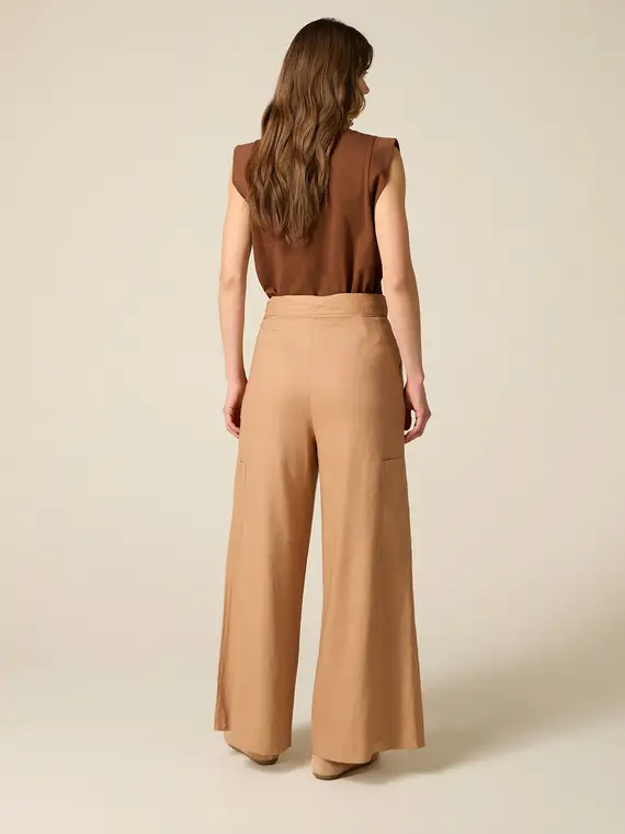 Oltre Pantaloni cargo misto lino con fusciacca Donna