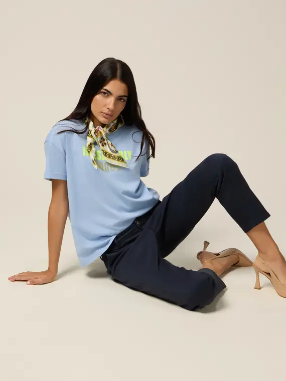 Oltre Pantaloni chinos in cotone-lyocell Donna, Blu