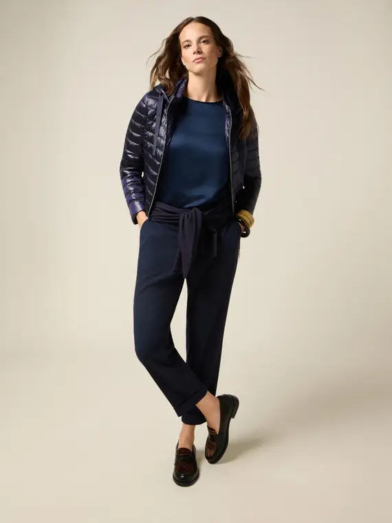 Oltre Pantaloni cropped in tessuto crêpe Donna, Blu