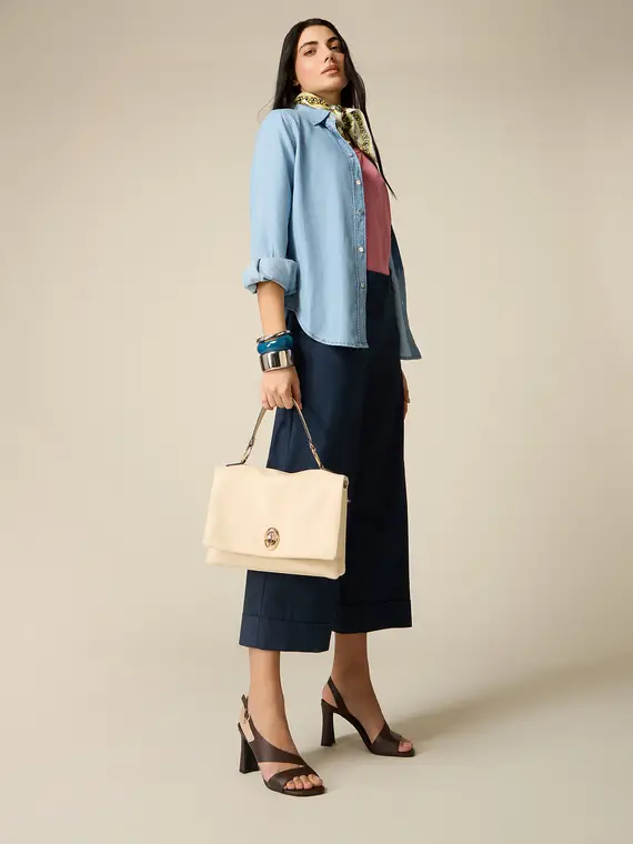 Oltre Pantaloni cropped misto cotone Donna, Blu