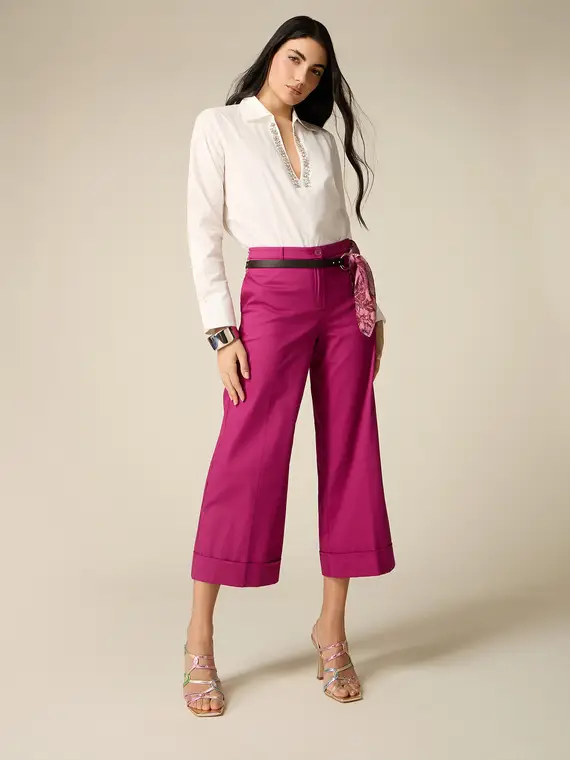 Oltre Pantaloni cropped misto cotone Donna, Viola