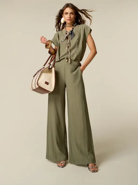 Oltre Pantaloni palazzo effetto crinkle Donna