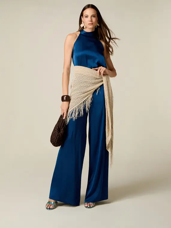Oltre Pantaloni palazzo in raso di viscosa Donna