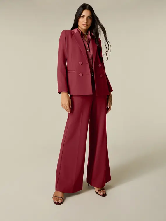 Oltre Pantaloni palazzo in tessuto crêpe Donna, Bordeaux