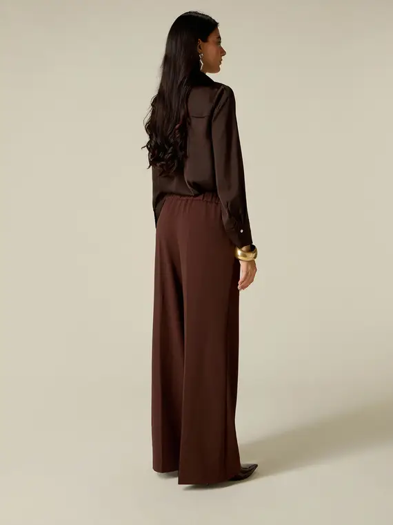 Oltre Pantaloni palazzo in tessuto crêpe Donna, Marrone