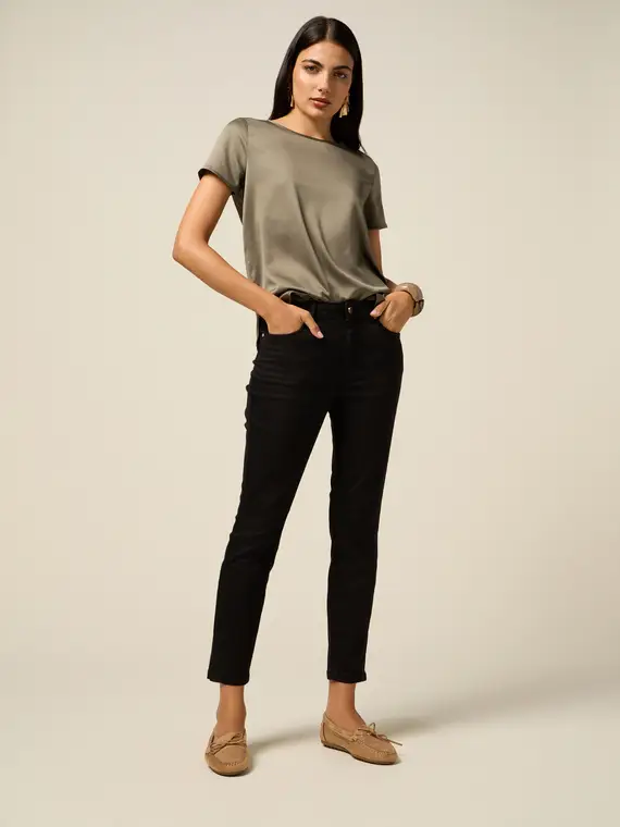 Oltre Pantaloni a sigaretta con dettaglio catena Donna, Nero