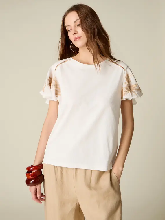 Oltre T-shirt con maniche ricamate Donna, +