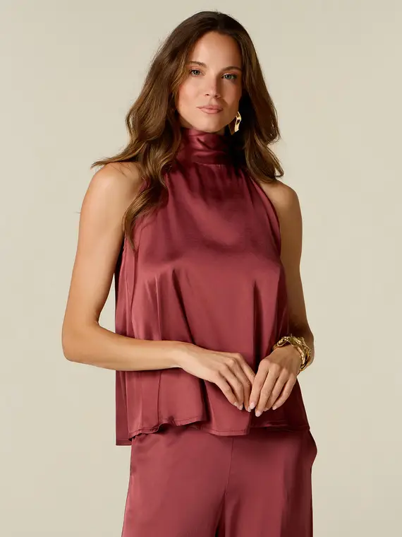 Oltre Top all americana in raso di viscosa Donna