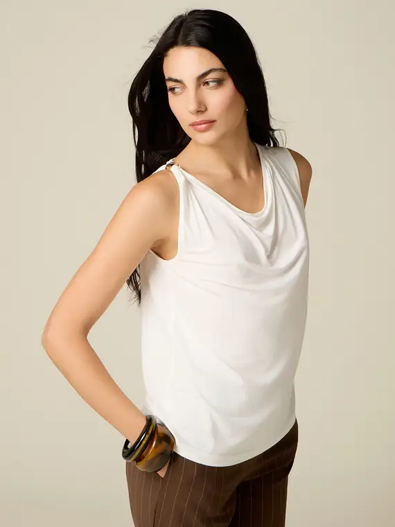 Oltre Top con drappeggio e fermaglio metallico Donna, +