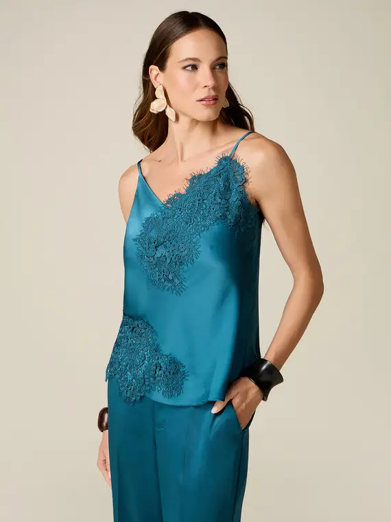 Oltre Top in raso e pizzo Donna