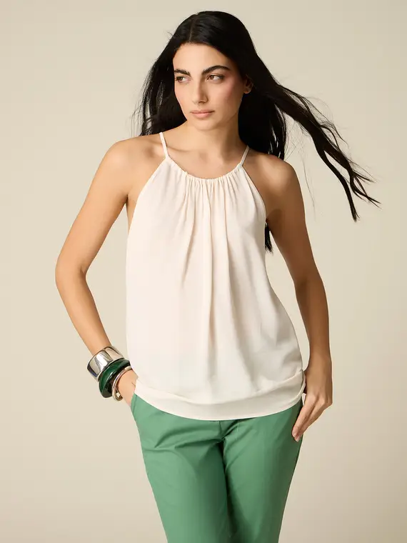Top in viscosa Donna, Bianco