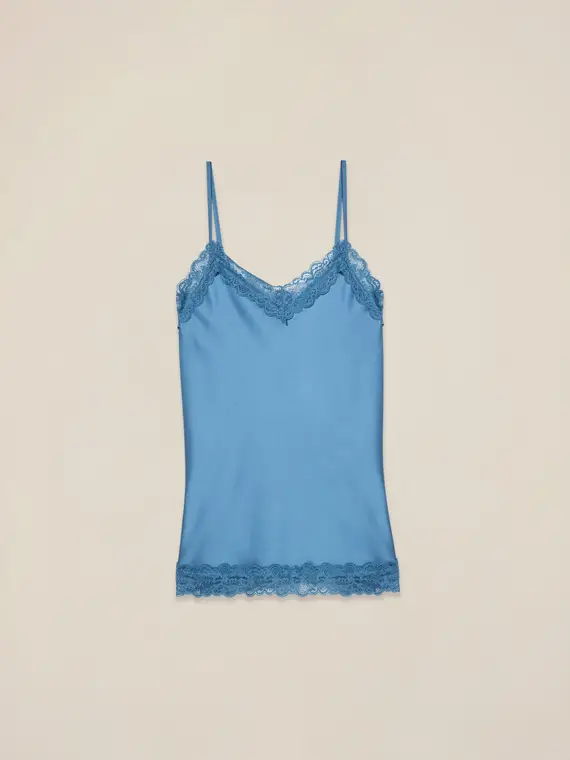 Oltre Top lingerie in raso e pizzo Donna, Azzurro +