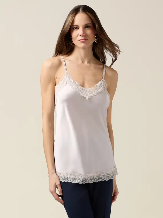 Oltre Top lingerie in raso e pizzo Donna, Grigio