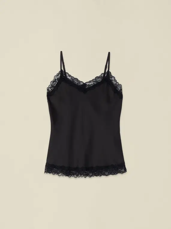Oltre Top lingerie in raso e pizzo Donna, Beige +