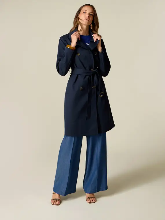 Oltre Trench doppiopetto con cintura Donna, Blu