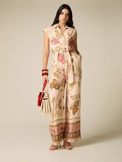 Oltre Tuta in tessuto fantasia Donna, Beige