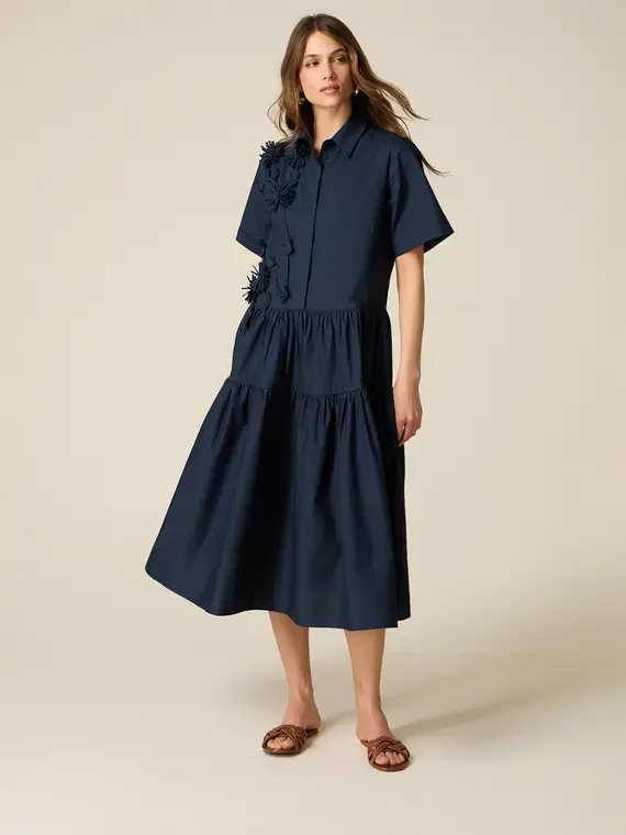 Oltre Vestito chemisier con fiori applicati Donna, Blu
