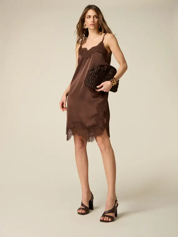 Oltre Vestito in raso con pizzo Donna