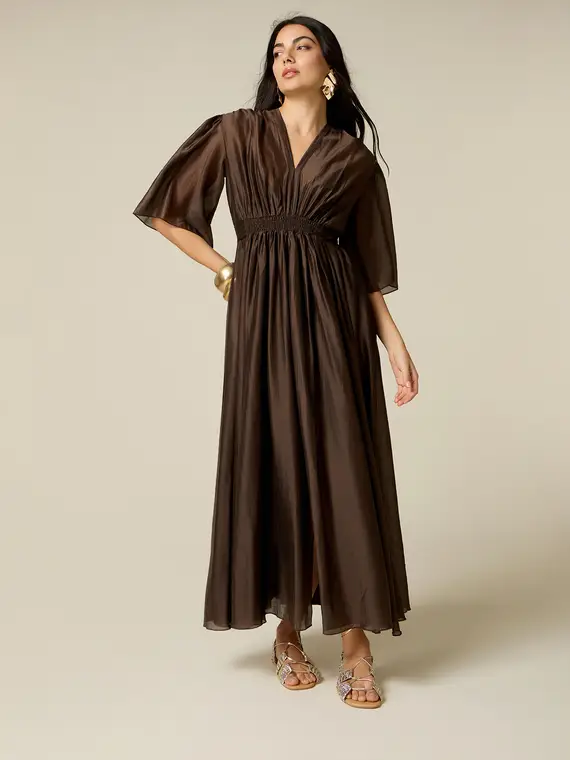 Oltre Vestito lungo misto lyocell Donna, Marrone +