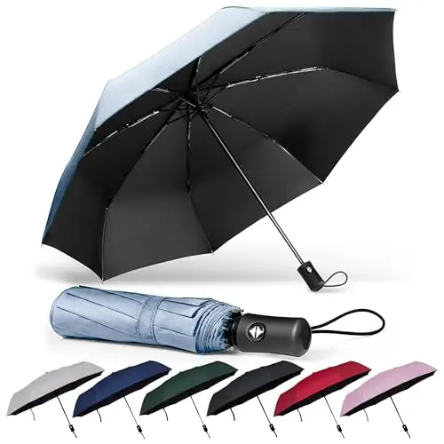 drytogo Ombrello pieghevole I apertura e chiusura automatica I resistente al vento, impermeabile e compatto I ombrello da