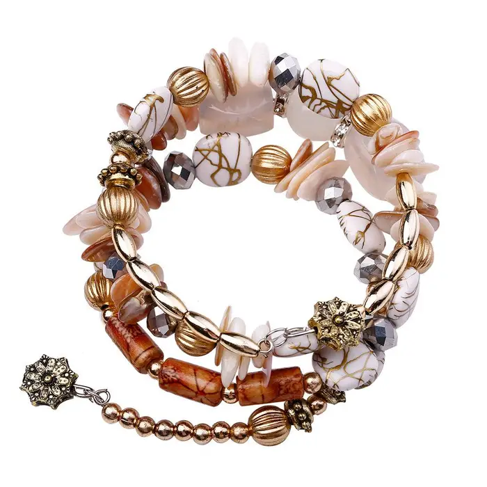 OMG Beauty Braccialetti vintage colorati in pietra naturale con perline Braccialetti di moda multistrato bohémien per gioielli da donna e
