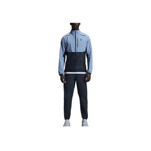 ON Running Giacca da uomo leggera protettiva dalle intemperie con collo alto e zip, colore grigio-blu notte 1ME10310734